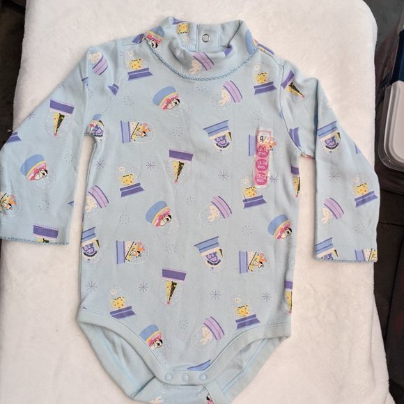 Gymboree Cute Blue Turtleneck Onesie with Snow Globe Pattern - 12-18 Months - Picture 3 of 15